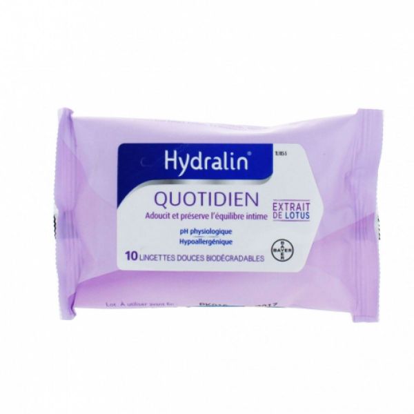 Hydralin - Lingettes douces biodégradables - 10 lingettes